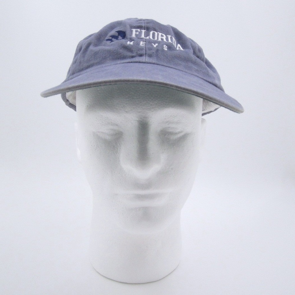Vtg Town Talk Florida Keys Baseball Cap Blue Faded Cotton Hat Made in USA (G)